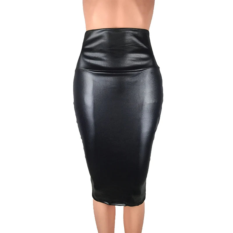 Kunstleder-Bleistiftrock mit Rückenschlitz – Sexy High-Waist Rock für Büro & Sommer
